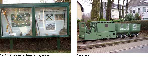 Schaukasten und Lokomotive